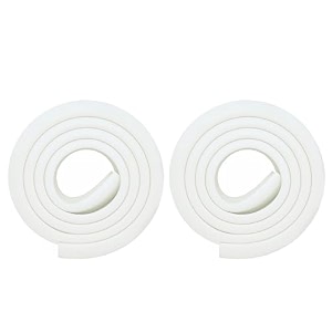 safe-o-kid baby safety 2 meter 65 feet edge guard with 3 m tape edge and corner protectors bpa free non-toxic impact cushion for tables desks and furniture white - pack of 2