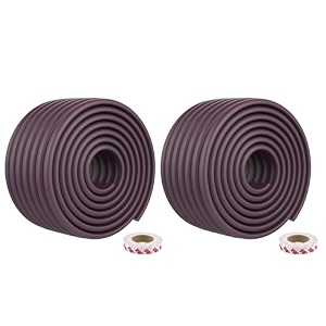 safe-o-kid 2 pcs baby corner protector for baby  extra thick high-density cushion edge guard for tables desks amp furniture  soft corner safety strip prevents head injury  2 meter long - brown