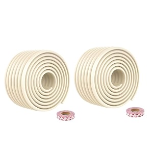safe-o-kid 1 pcs baby corner protector for baby  extra thick high-density cushion edge guard for tables desks amp furniture  soft corner safety strip prevents head injury  2 meter long - cream