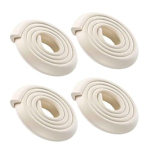 safe-o-kid baby safety 2 meter 65 feet edge guard with 3 m tape edge and corner protectors bpa free non-toxic impact cushion for tables desks and furniture cream - pack of 4