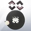 Safe-O-Kid® (Set of 6) Baby Proofing Combo of L-Shaped 2 mtr Long Midium Edge Guard with 4 Corner Protectors,1 Baby Finger Pinch Guard - Black