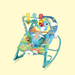 safe-o-kid sweetswing baby rocker cum bouncer with 1 year warranty multi-position reclining with calming music vibrations safety harness and musical toy- blue