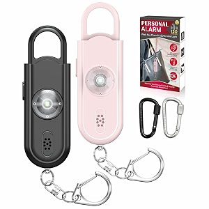 safe sound personal alarm 2 pack 130 db loud siren song emergency security alarm keychain with strobe led light personal sound safety siren for women men children elderly