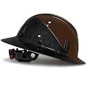 SAFEBUILDER Carbon Fiber Full Brim Hard Hats Made of Carbon Fiber Safety Helmet 6-Point Suspension ANSI Certified for Construction, Industrial, Outdoor Work