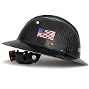SAFEBUILDER Carbon Fiber Full Brim Hard Hats Made of Carbon Fiber Safety Helmet 6-Point Suspension ANSI Certified for Construction, Industrial, Outdoor Work