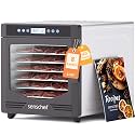 Food Dehydrator for Jerky, 8 Stainless Steel Trays, 50% More Space in Same Size, 600W Power & 167°F for Healthier Jerky & Pet Treats, Full Kit for Yogurt, Fruit & More, 1-Year Warranty