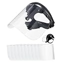 Copkim Safety Face Shield for Grinding and Cutting with 10 Replacement Clear Visor Adjustable Headgear, Lightweight Full Impact Resistant Face Shield Mask for Work Chemical Woodworking Industrial