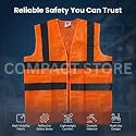 Safety Jacket for Men and Women | Reflective High Visibility | Ideal Unisex Safety Jacket for Construction & Road Safety | Used in Airport, Construction, Traffic- Orange