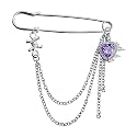 Safety Pin Brooch with Hanging Chains Charms Decorative Punk Goth Collar Brooches Pin for Sweater Dress Skirt Tie Pins Emo Pins