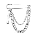 Safety Pin Brooch with Hanging Chains Charms Decorative Punk Goth Collar Brooches Pin for Sweater Dress Skirt Tie Pins Emo Pins