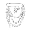Safety Pin Brooch with Hanging Chains Charms Decorative Punk Goth Collar Brooches Pin for Sweater Dress Skirt Tie Pins Emo Pins