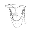 Safety Pin Brooch with Hanging Chains Charms Decorative Punk Goth Collar Brooches Pin for Sweater Dress Skirt Tie Pins Emo Pins