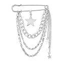 Safety Pin Brooch with Hanging Chains Charms Decorative Punk Goth Collar Brooches Pin for Sweater Dress Skirt Tie Pins Emo Pins