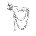 Safety Pin Brooch with Hanging Chains Charms Decorative Punk Goth Collar Brooches Pin for Sweater Dress Skirt Tie Pins Emo Pins