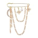 Safety Pin Brooch with Hanging Chains Charms Decorative Punk Goth Collar Brooches Pin for Sweater Dress Skirt Tie Pins Emo Pins