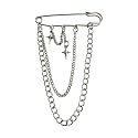 Safety Pin Brooch with Hanging Chains Charms Decorative Punk Goth Collar Brooches Pin for Sweater Dress Skirt Tie Pins Emo Pins