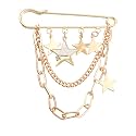 Safety Pin Brooch with Hanging Chains Charms Decorative Punk Goth Collar Brooches Pin for Sweater Dress Skirt Tie Pins Emo Pins