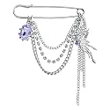 Safety Pin Brooch with Hanging Chains Charms Decorative Punk Goth Collar Brooches Pin for Sweater Dress Skirt Tie Pins Emo Pins
