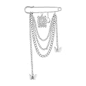 Safety Pin Brooch with Hanging Chains Charms Decorative Punk Goth Collar Brooches Pin for Sweater Dress Skirt Tie Pins Emo Pins