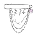 Safety Pin Brooch with Hanging Chains Charms Decorative Punk Goth Collar Brooches Pin for Sweater Dress Skirt Tie Pins Emo Pins