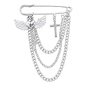 Safety Pin Brooch with Hanging Chains Charms Decorative Punk Goth Collar Brooches Pin for Sweater Dress Skirt Tie Pins Emo Pins