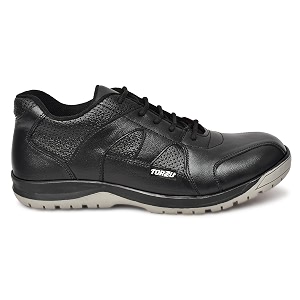 Safety Shoes Black Leather with Perforated Design