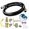 Safety System Kit, 3/4" id natural gas line hose, 48" commercial kitchen gas line hose, mobile gas connector hose kit with 2 elbow fittings, 3/4 gas flex line (48INCH-Black)