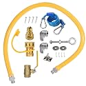 Safety System Kit, 3/4" Natural Gas Hose, 36" Commercial Kitchen Gas Hose, Mobile Gas Connector Hose Kit with 2 Elbow Fittings, 3/4 Flexible Gas Line