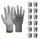 DULFINE Safety Work Gloves for Men &amp; Women 12 Pairs, PU Coated Grey XXL