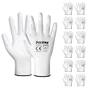 DULFINE Safety Work Gloves for Men &amp; Women 12 Pairs, PU Coated White XXL
