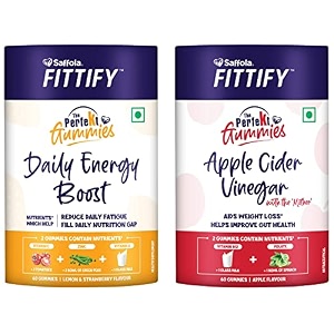 saffola fittify the perfekt gummies  daily energy boost  60 gummies amp saffola fittify the perfekt gummies  apple cider vinegar with the mother  60 gummies
