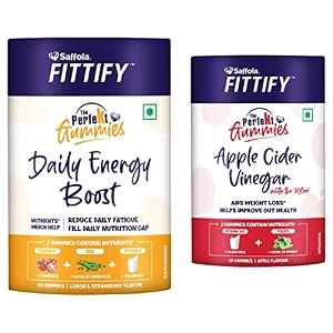 saffola fittify the perfekt gummies  daily energy boost  60 gummies amp saffola fittify the perfekt gummies  apple cider vinegar with the mother  30 gummies