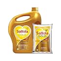 Saffola Gold Refined Cooking oil | Blended of Rice Bran & Sunflower oil | 5 Litre Jar + Free 1 Litre Pouch