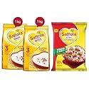 Saffola Oats | Rolled Oats | Delicious Creamy Oats | High Protein & Fibre| 2kg (Pack of 2 x 1kg) & Saffola Soya Chunks with Supersoft Technology, 53% Protien, Tender & Juicy, 1kg