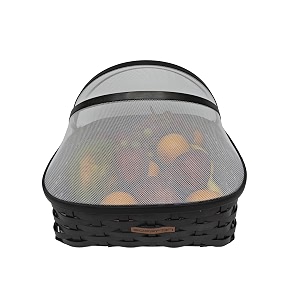 saffron dcor fruit basket for dining table with lid amp net cover  fruits storage basket with net to protect from dust mosquitoes amp fruit flies great gifting option size large colour- brown