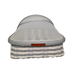 saffron dcor fruit basket for dining table with lid amp net cover  fruits storage basket with net to protect from dust mosquitoes amp fruit flies great gifting option size large colour- grey-white