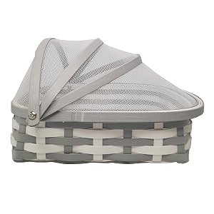 ssaffron dcor fruit basket for dining table with lid amp net cover  fruits storage basket with net to protect from dust mosquitoes amp fruit flies great gifting option size  small colour grey-white