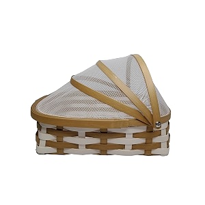 saffron dcor fruit basket for dining table with lid amp net cover  fruits storage basket with net to protect from dust mosquitoes amp fruit flies great gifting option size  small colour beige-white