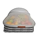 Saffron Décor Fruit Basket for Dining Table with Lid &amp; Net Cover | Fruits Storage Basket with Net to Protect from Dust, Mosquitoes &amp; Fruit Flies, great gifting option Size: Large (Grey-Brown)