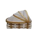 Saffron Décor Fruit Basket for Dining Table with Lid &amp; Net Cover | Fruits Storage Basket with Net to Protect from Dust, Mosquitoes &amp; Fruit Flies, great gifting option Size : Small (Colour Beige-White)