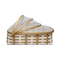 Saffron Décor Fruit Basket for Dining Table with Lid &amp; Net Cover | Fruits Storage Basket with Net to Protect from Dust, Fruit Flies, great gifting option Size : Large (Colour Beige and White)