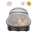 Saffron Décor Fruit Basket for Dining Table with Lid & Net Cover | Fruits Storage Basket with Net to Protect from Dust, Mosquitoes & Fruit Flies, great gifting option Size : Small (Colour Grey-Brown)