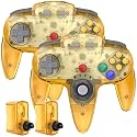 SAFFUN 2 Pack Wireless N64 Controller Made for N64 Console, Clear Yellow