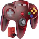Wireless N64 Controller Made for N64 Console, 2.4 GHz Receiver, Clear Red