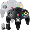 SAFFUN 2 Pack Wireless N64 Controller Made for N64 Console, Black/Gray