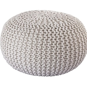 designs hand knitted cotton rope beans filled round oval pouf pouffe - multi colour - pack of 01 - designed for living room sitting foot rest