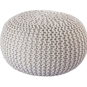 safunooza designs hand knitted cotton rope beans filled round oval pouf pouffe - natural colour - pack of 02 - designed for living room sitting foot rest