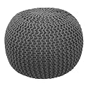 safunooza Designs Hand Knitted Cotton Rope Beans Filled Round Oval Pouf Pouffe - Green Colour - Pack of 01 - Designed for Living Room Sitting, Foot Rest
