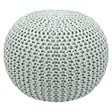 safunooza Designs Hand Knitted Cotton Rope Beans Filled Round Oval Pouf Pouffe - Grey Colour - Pack of 02 - Designed for Living Room Sitting, Foot Rest