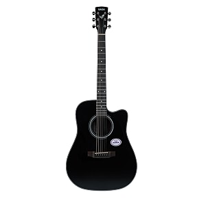 saga sf-600c-bk dreadnought cutaway acoustic guitar black